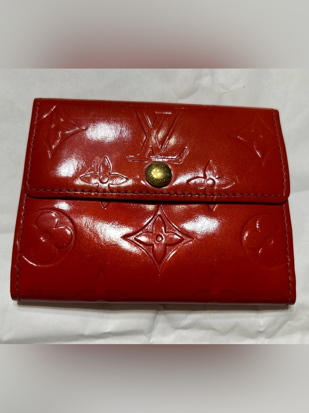 Louis Vuitton Red Vernis Compact Wallet